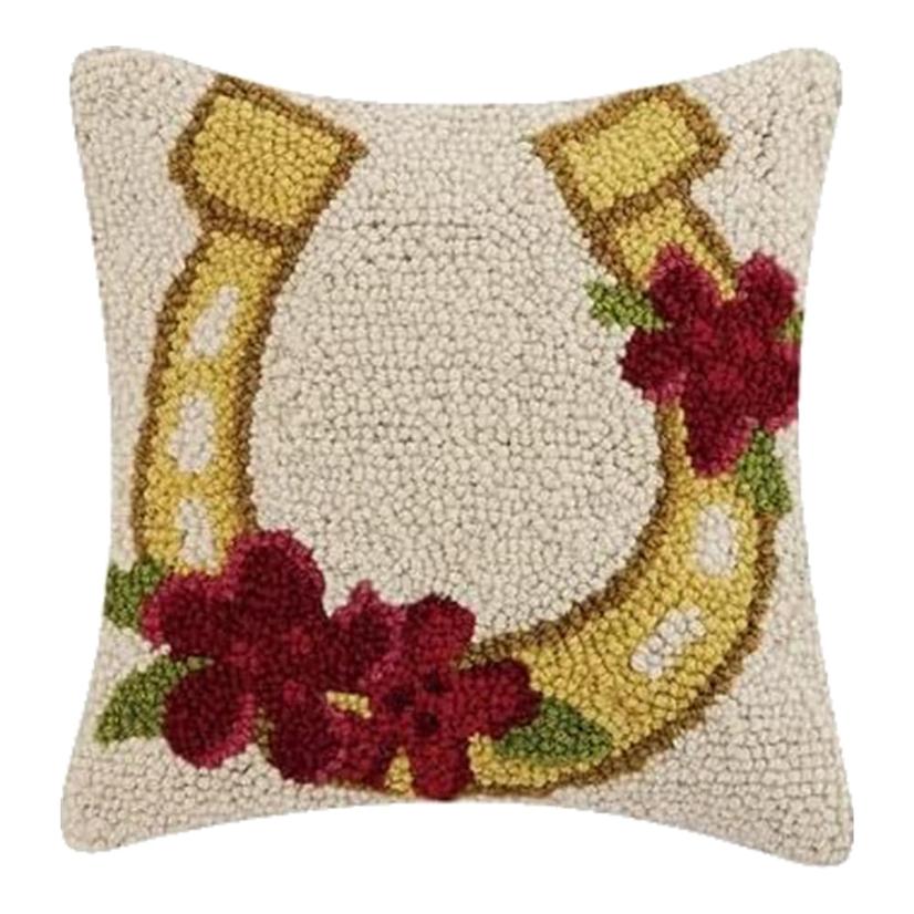 Peking Handicraft Home Decor Multicolor / 10X10 Peking Handicraft Multicolor Horseshoe And Flower Hook Pillow