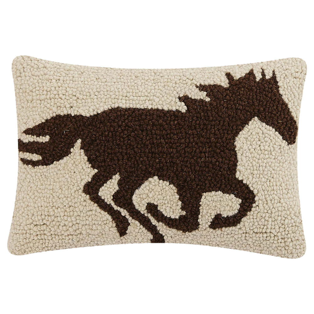 Peking Handicraft Home Decor Peking Handicraft Brown Racehorse Silhouette Hook Pillow