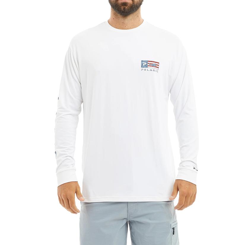 Pelagic Apparel Pelagic Aquatek Icon Long Sleeve White Men's Shirt
