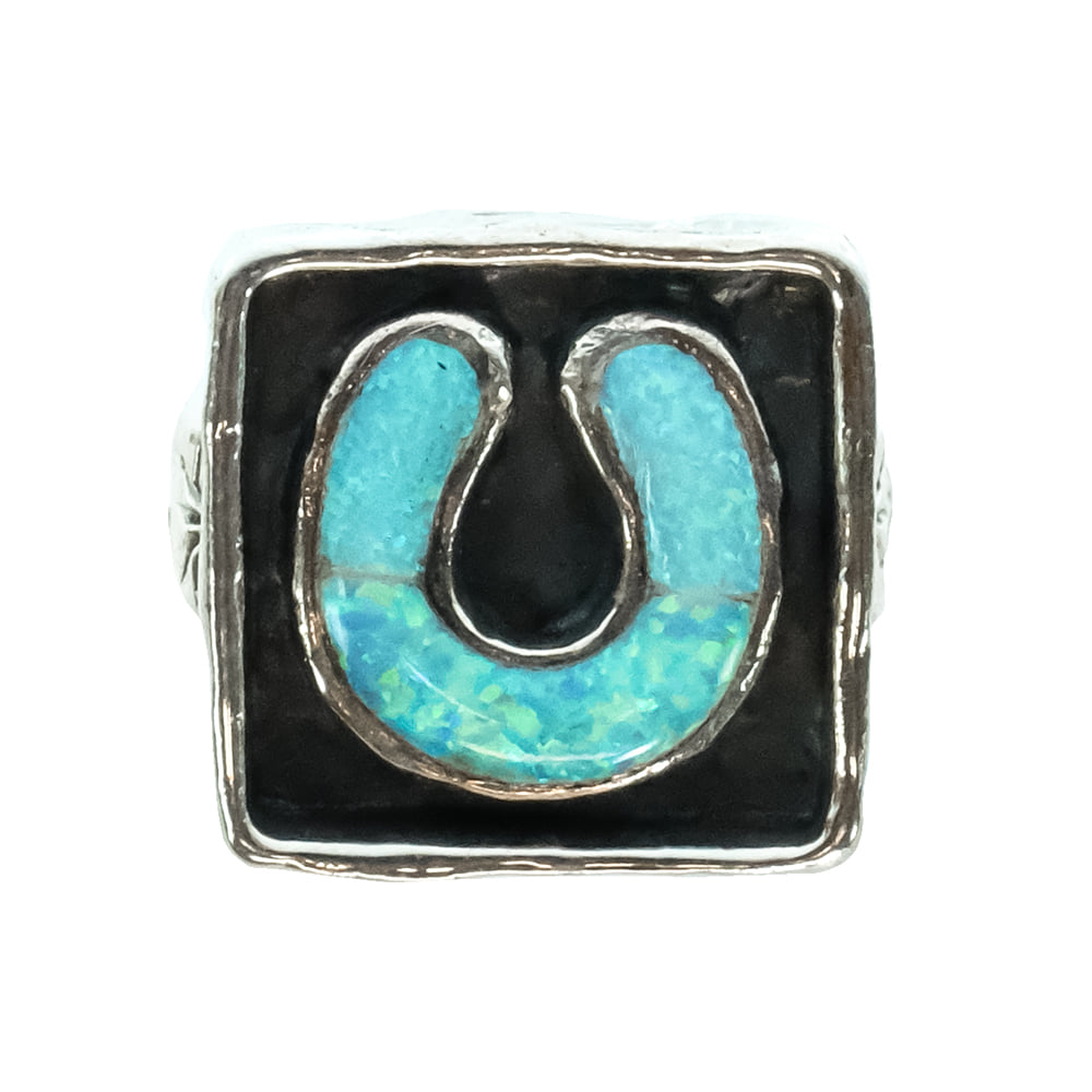 Peyote Bird Designs Jewelry Peyote Bird Designs Blue Opal Horseshoe Ring