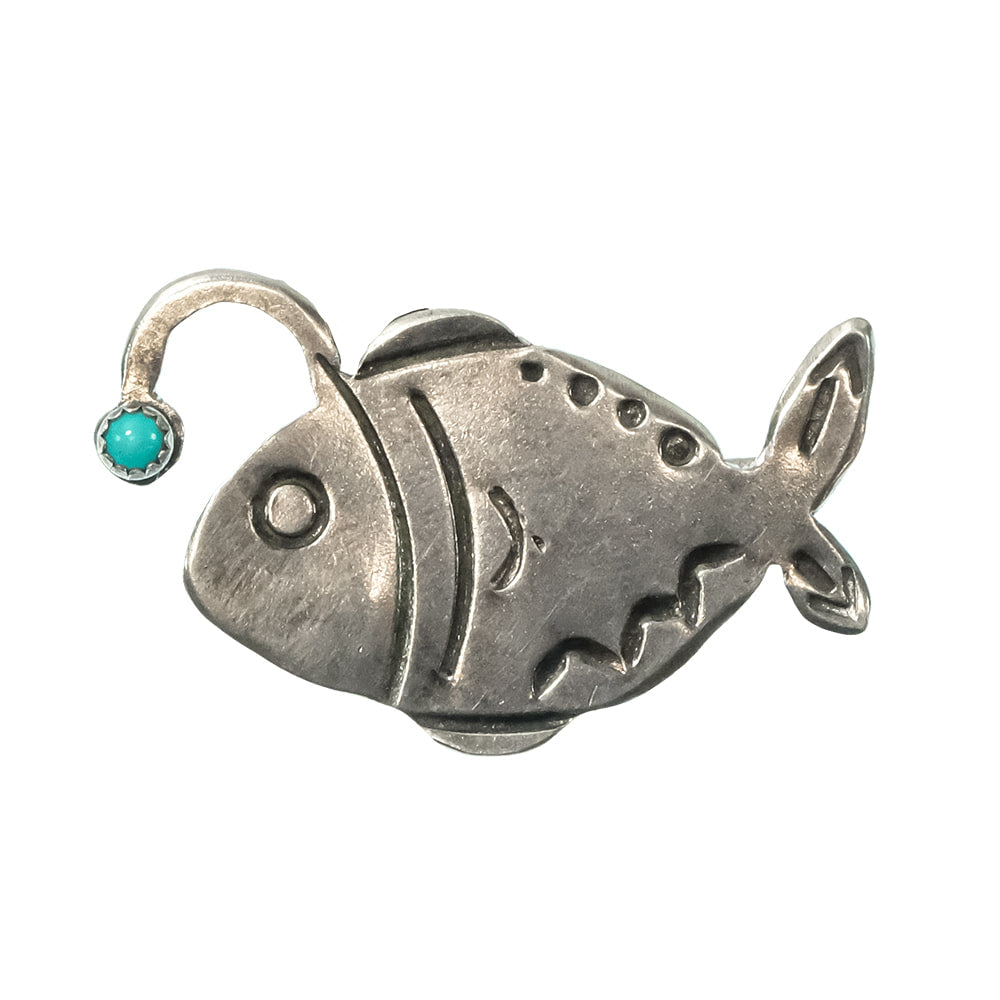 Peyote Bird Designs Jewelry Turquoise/Silver Peyote Bird Designs Joe Eby Anglerfish Pin