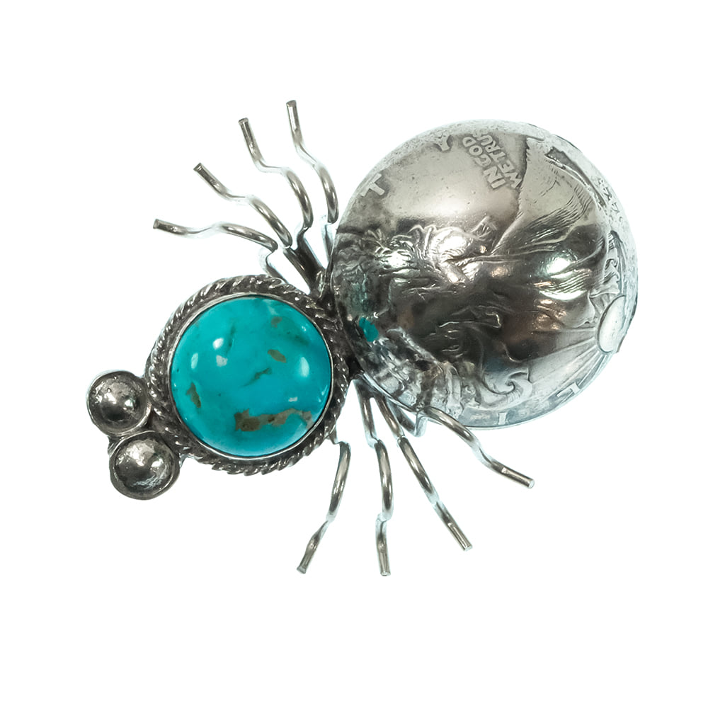Peyote Bird Designs Jewelry Turquoise/Silver Peyote Bird Designs Joe Eby Spider Pin