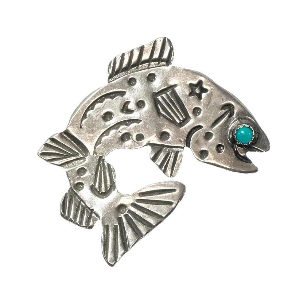 Peyote Bird Designs Jewelry Turquoise/Silver Peyote Bird Designs Joe Eby Trout Pin