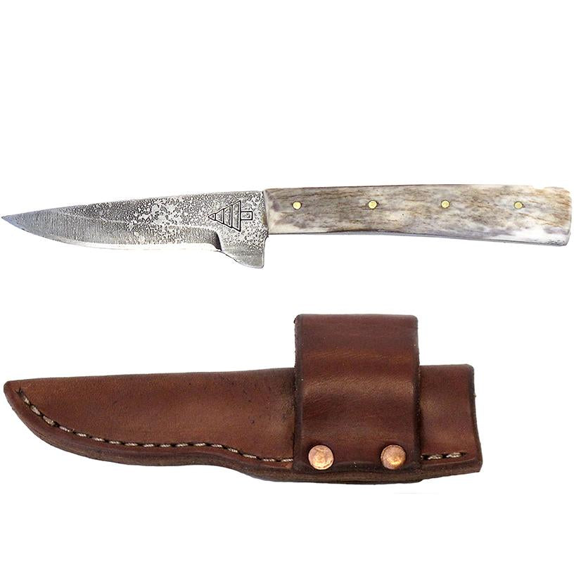 Pine Ridge Knife Co Knives Shark Tooth Fixed Blade Knife with Leather Sheath