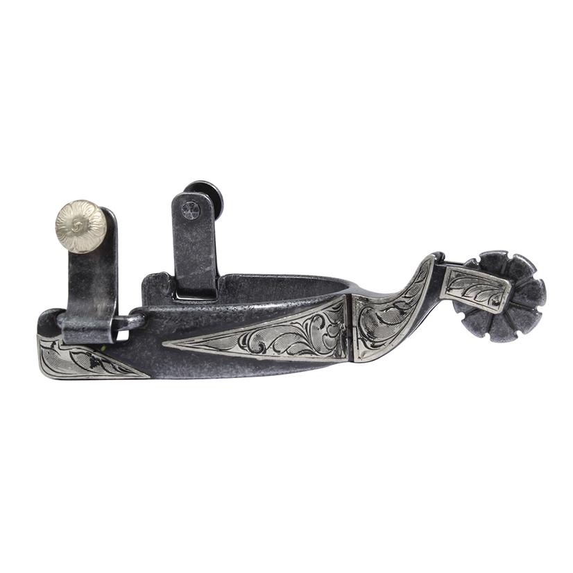 Professional's Choice Tack Gunmetal / Men's Professional's Choice Mounted Engraved Cowboy Spur 8-Point Rowel