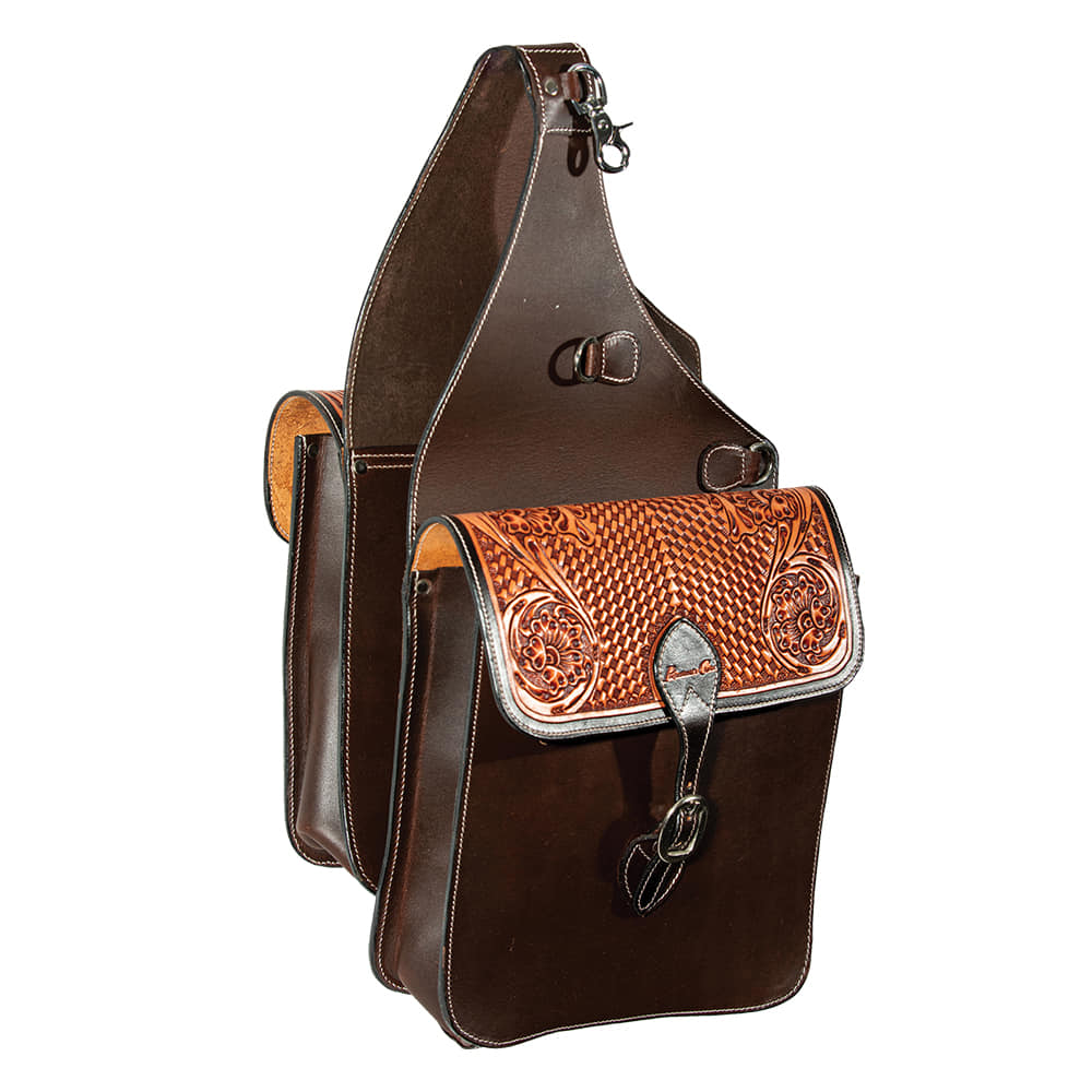 Professional's Choice Tack Professional Choice Brown Tooled Leather Saddle Bag