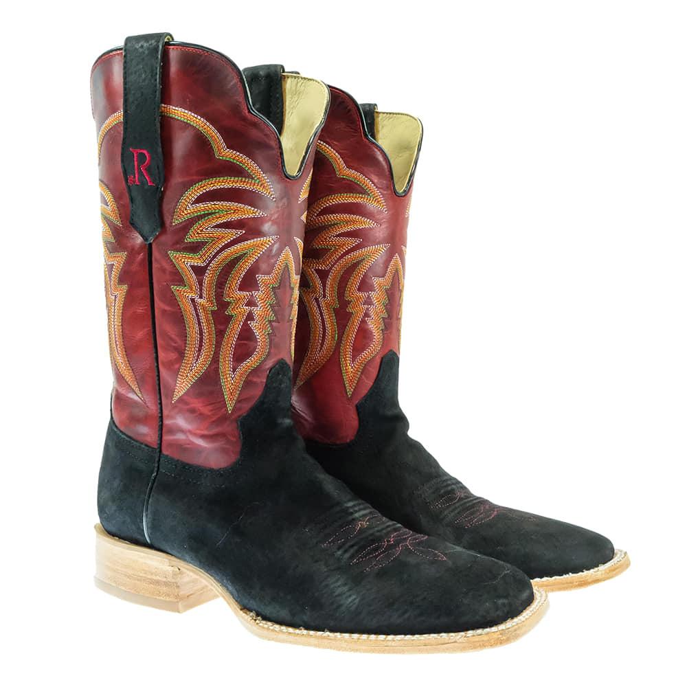 R Watson Footwear R. Watson Barn Red 11" Men's Black Boar Boots