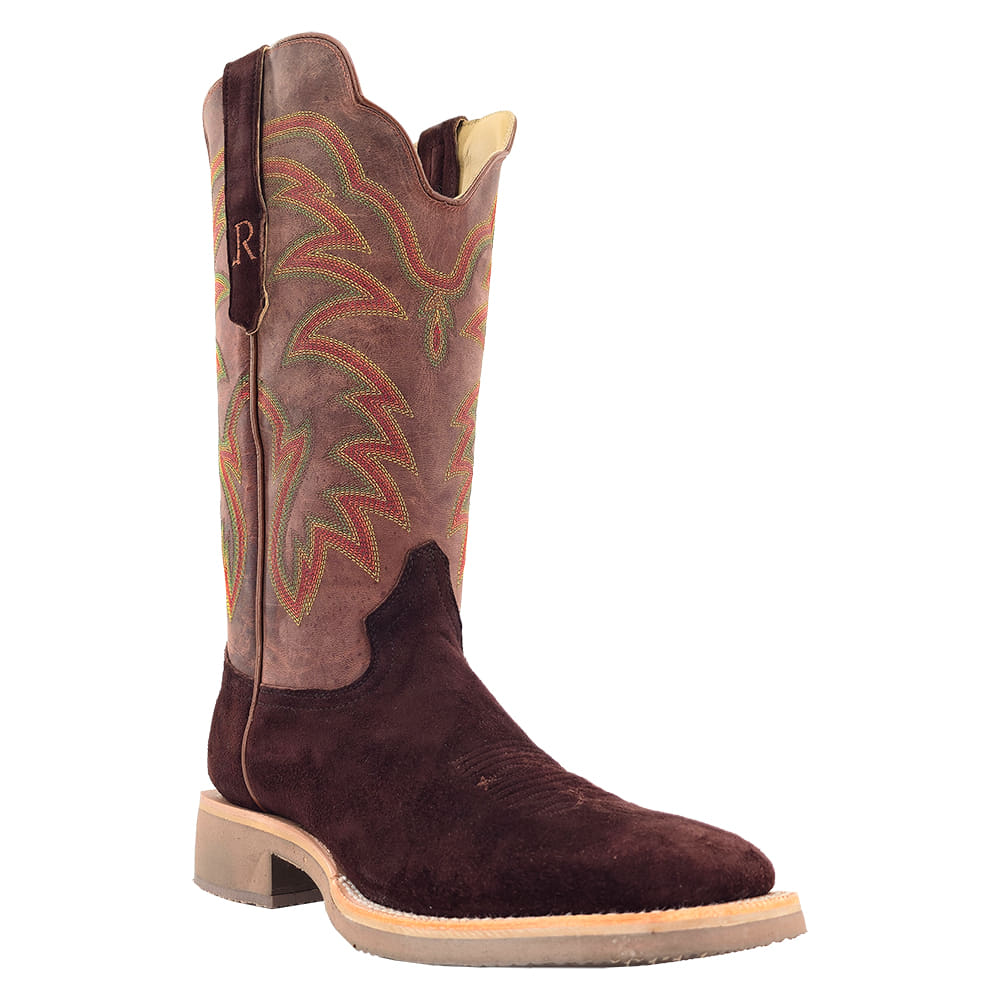 R Watson Footwear R Watson Men's Chocolate Rough Out Deer with Tan Goat Boot