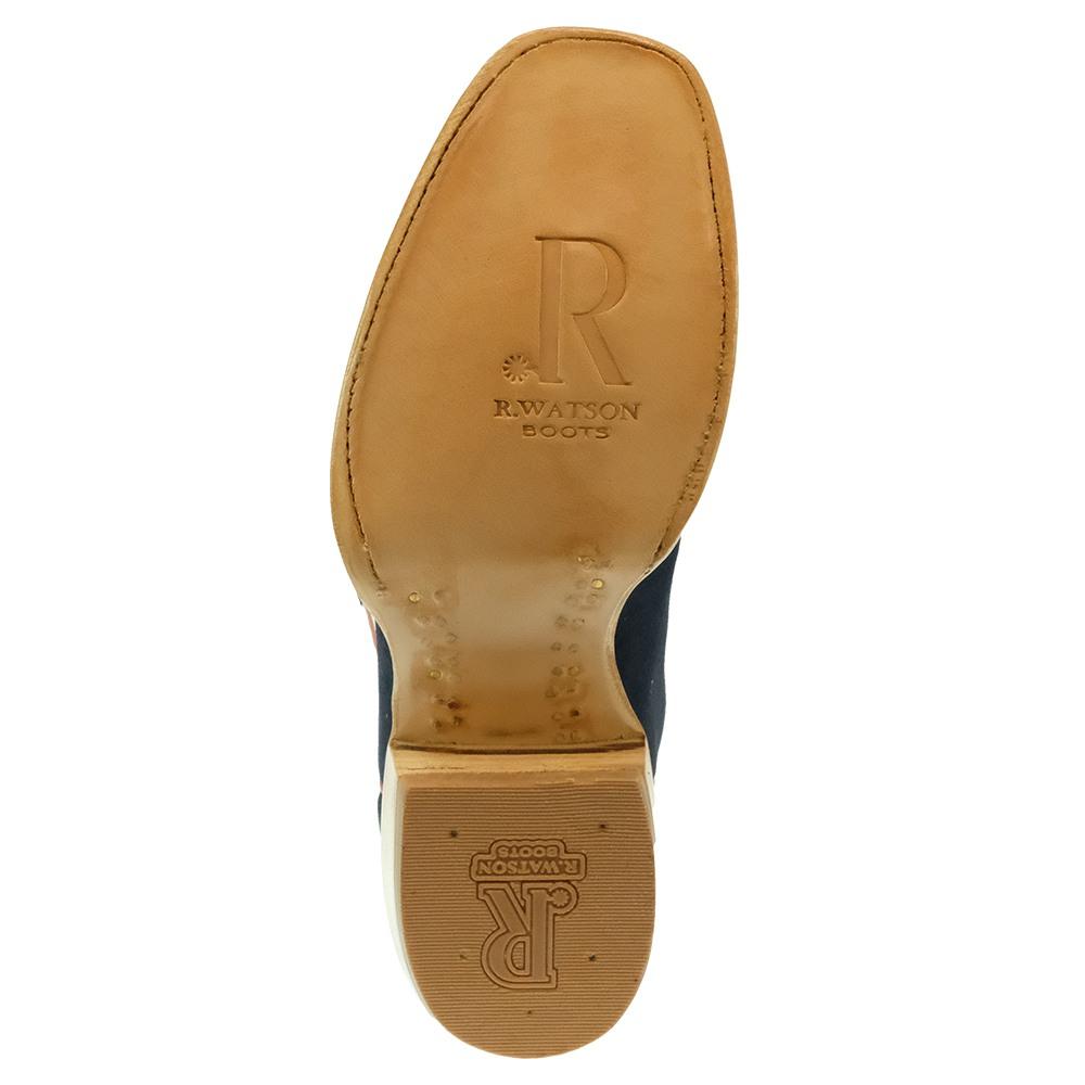 R Watson Footwear R. Watson Navy and White Rough Out Cutter Toe Women's Boots