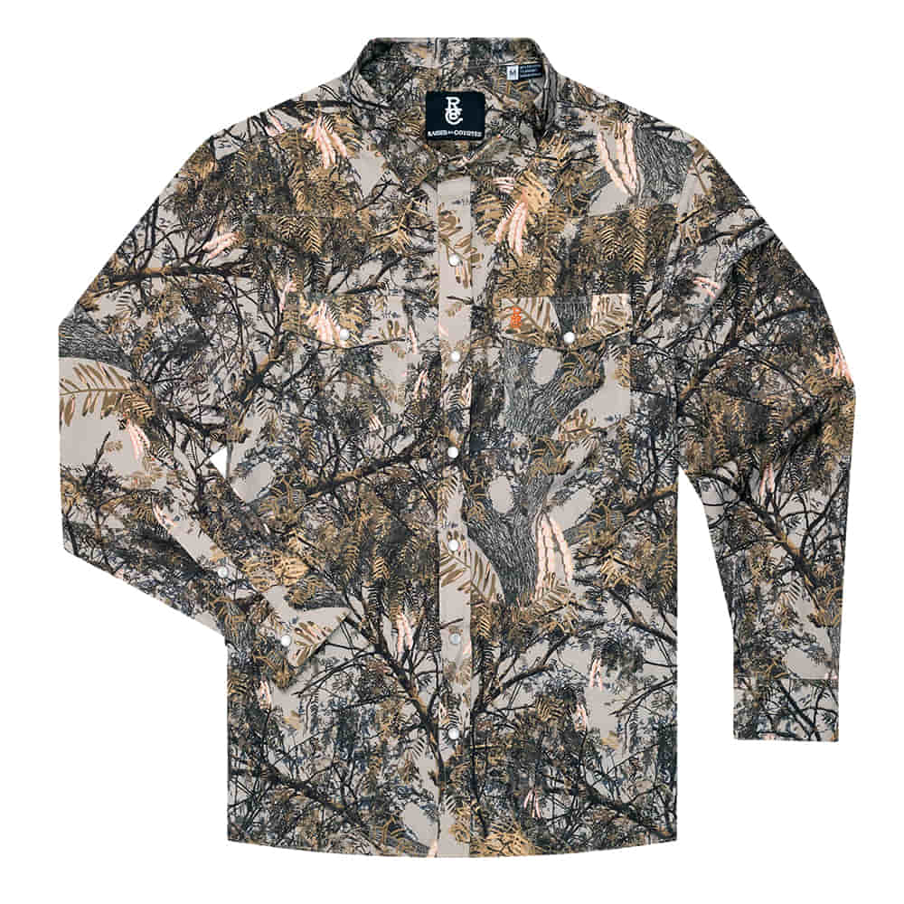Raised By Coyotes Apparel Raised By Coyotes Men's Mesquite Camo Long Sleeve Pearl Snap Shirt