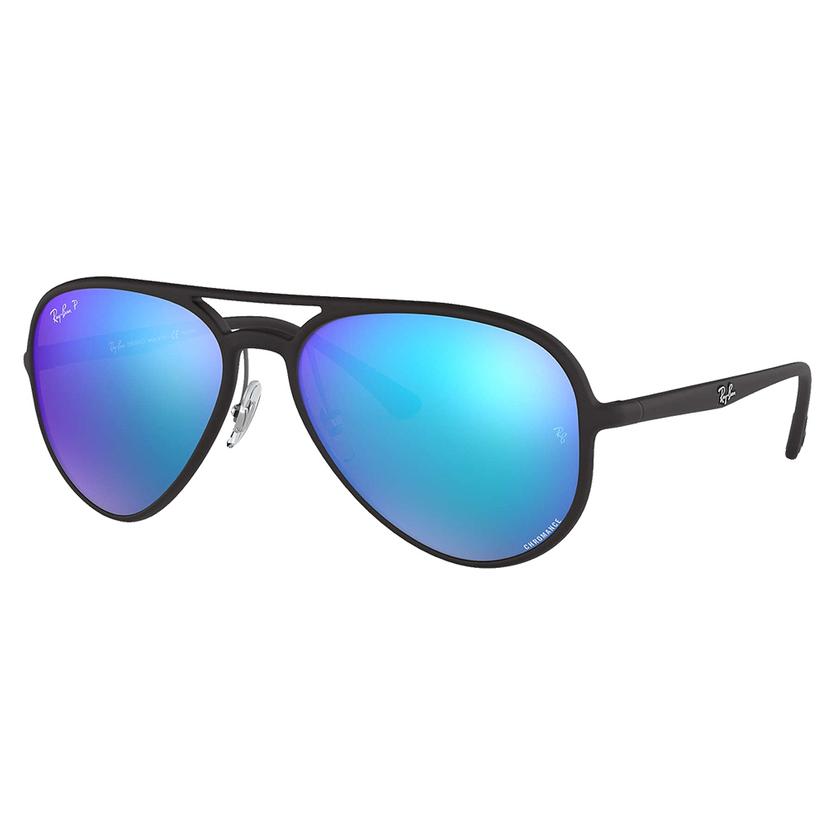 Ray Ban 58 / BLACK Ray Ban Blue Gradient Mirror Chromance Sunglasses
