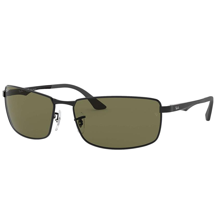 Ray Ban Apparel Black / 61 Ray-Ban Black and Green Polarized Sunglasses