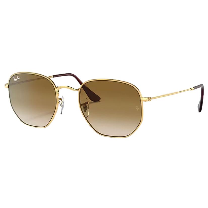 Ray Ban Apparel Gold / 51 Ray Ban Hexagonal Gold Sunglasses