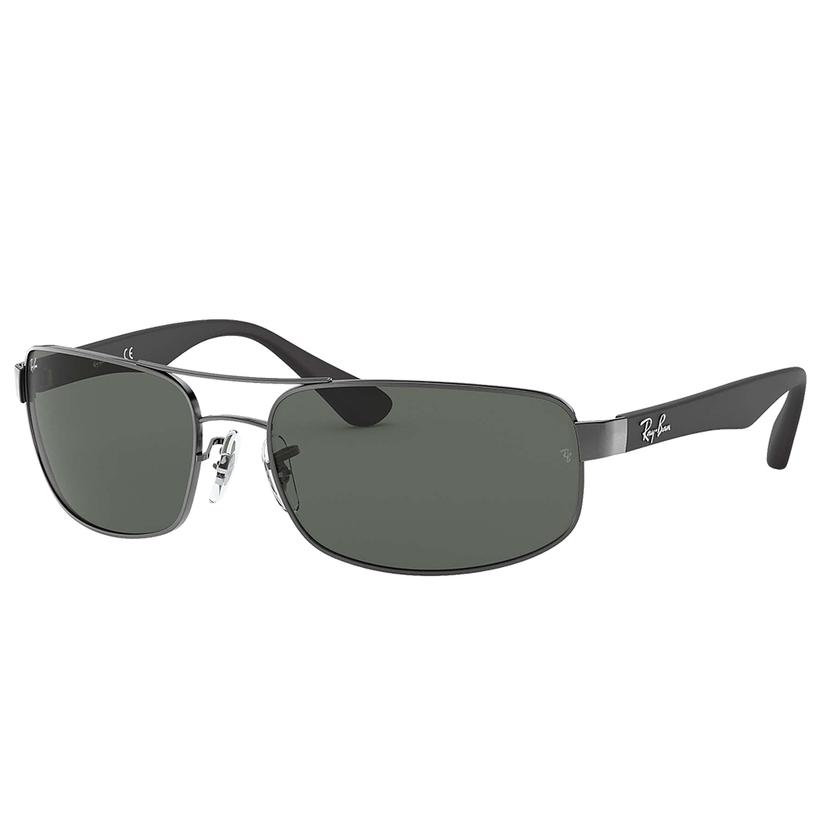 Ray Ban Apparel Gunmetal / 61 Ray-Ban Gunmetal Black and Green Sunglasses