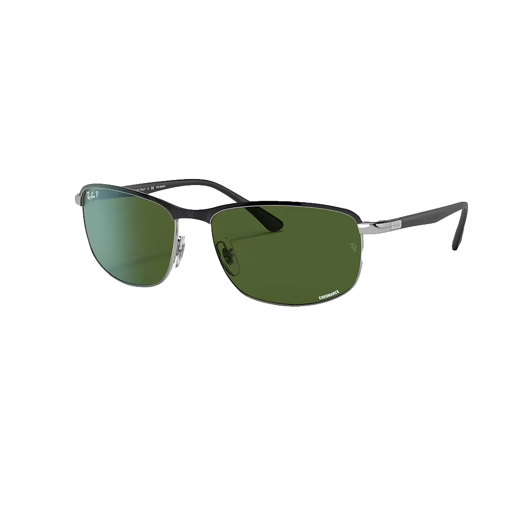 Ray Ban Apparel Ray Ban Black on Silver with Green Lens Sunglasses