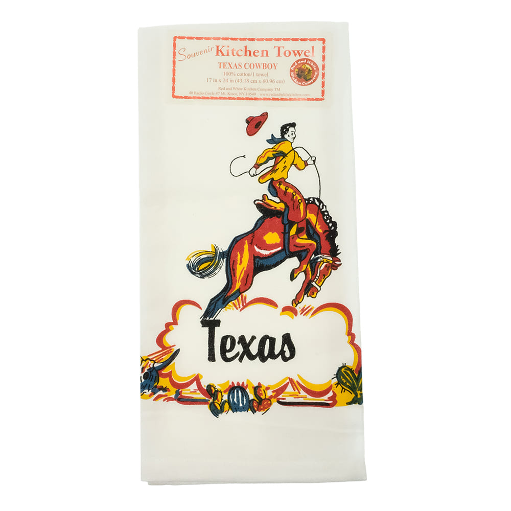 Red and White Kitchen Company Home Decor Red and White Kitchen Company Texas Cowboy Souvenir Kitchen Towel