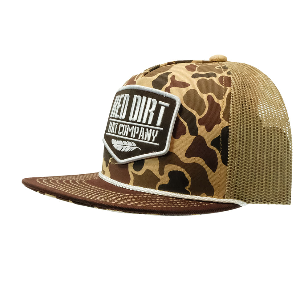 Red Dirt Hat Company Hat Red Dirt Hat Company Old Skool Camo and Tan with White Rope Flat Bill Youth Cap