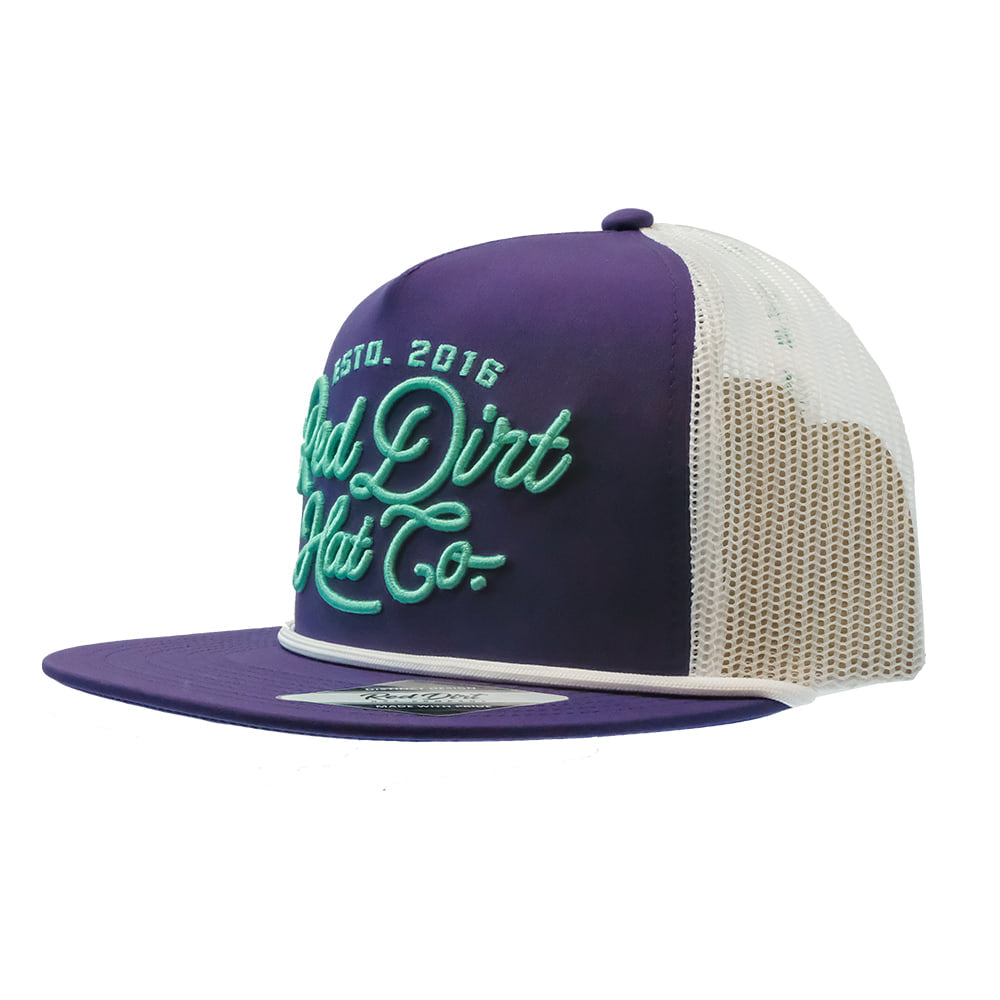 Red Dirt Hat Company Hats Red Dirt Hat Company Lariat Purple And White Rope Flat Bill Cap