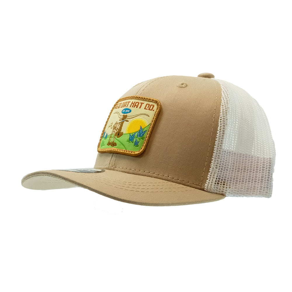 Red Dirt Hat Company Hats Red Dirt Hat Company Youth Khaki and White LLJ Longhorn Cap