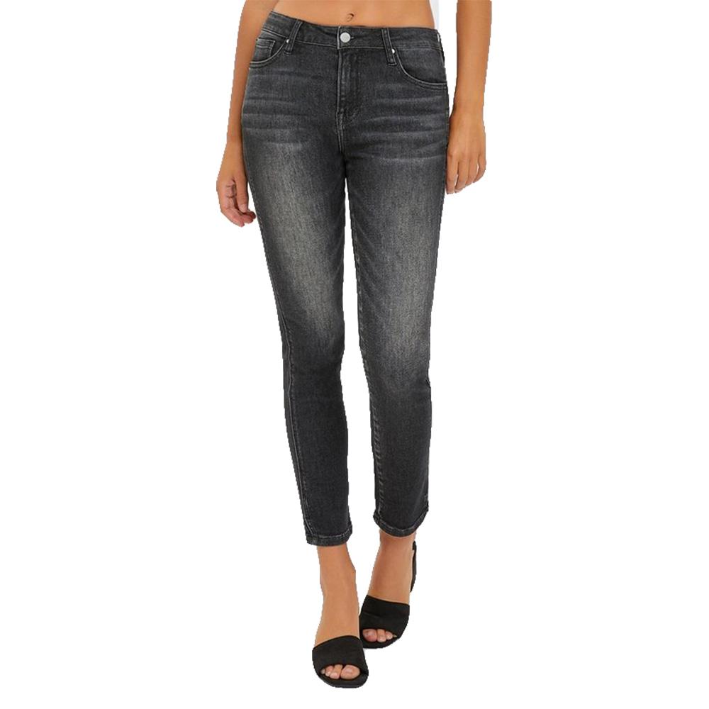 Risen Apparel Risen Mid Rise Side Slit Ankle Skinny Women's Plus Size Black Jeans