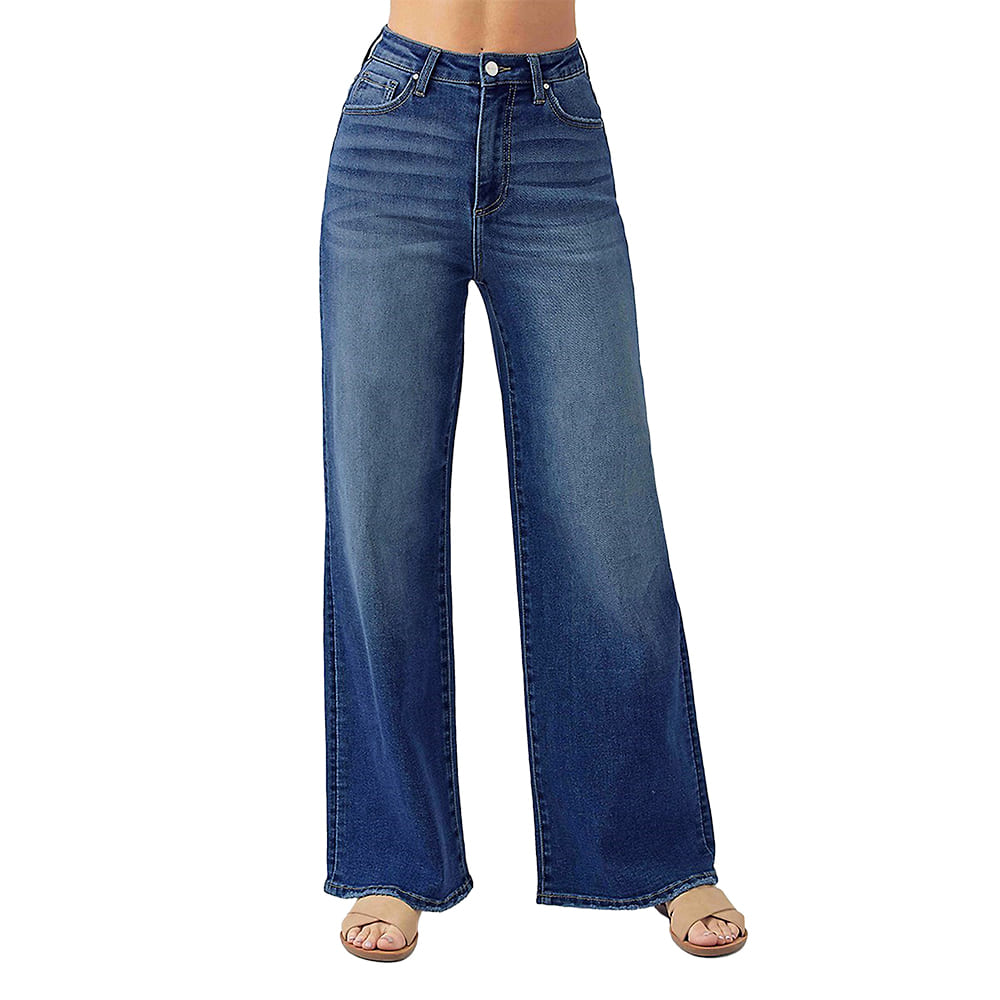 Risen Apparel Risen Women's High Rise Wide Flare Basic Jean in Dark Wash