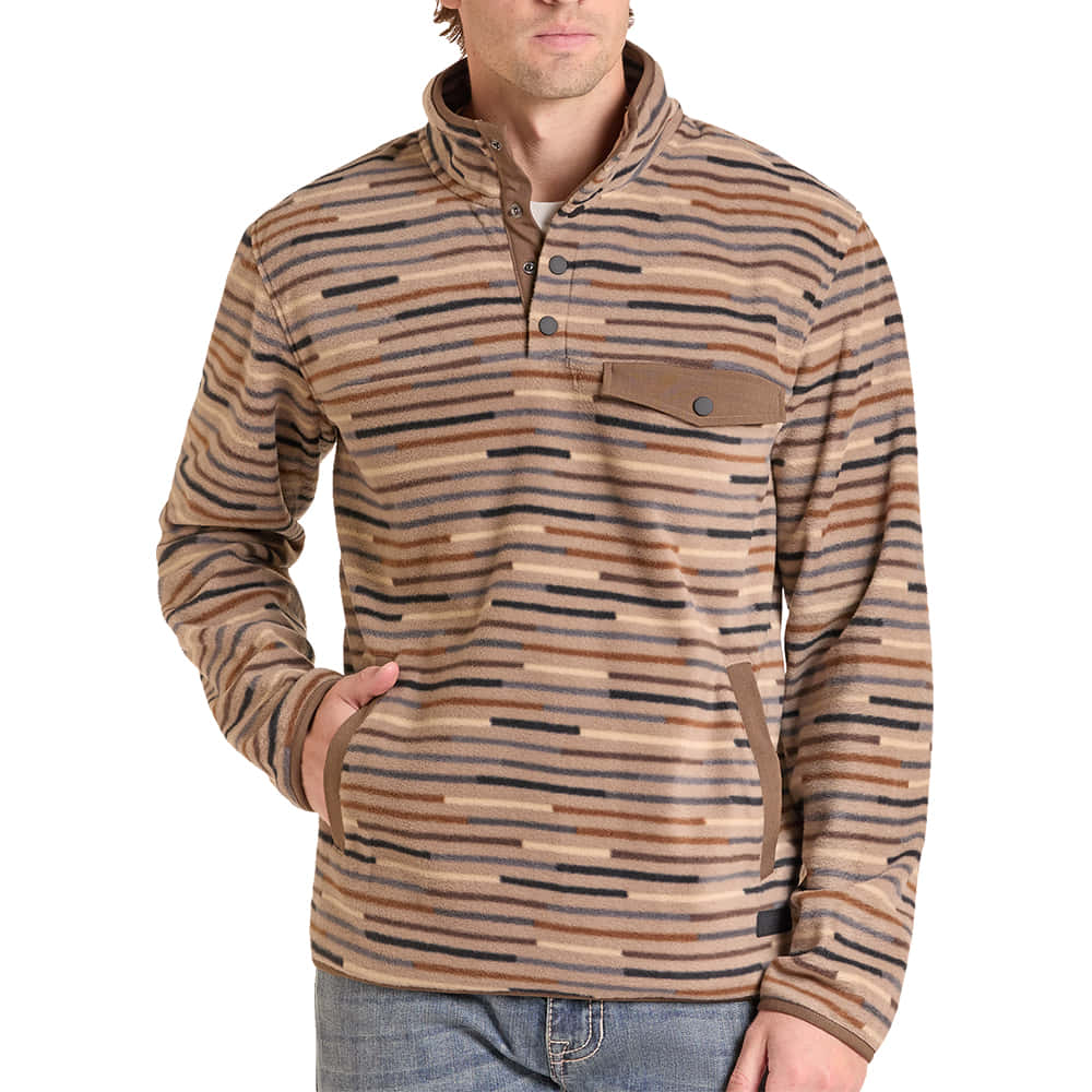 ROCK AND ROLL COWBOY 1000 JACKETS Stripe Printed Fleece Pullover