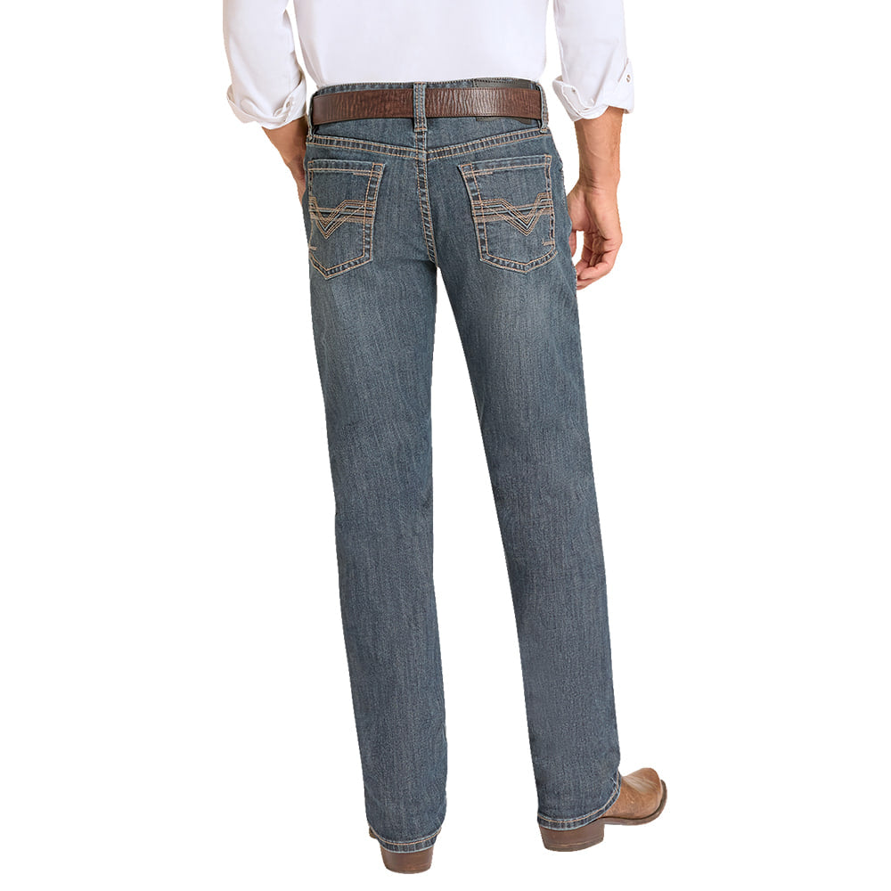 ROCK AND ROLL COWBOY 200 MENS PANTS AND JEANS MENS RAISED DENIM EMBROIDERY BRAVO JEAN IN DARK VINTAGE