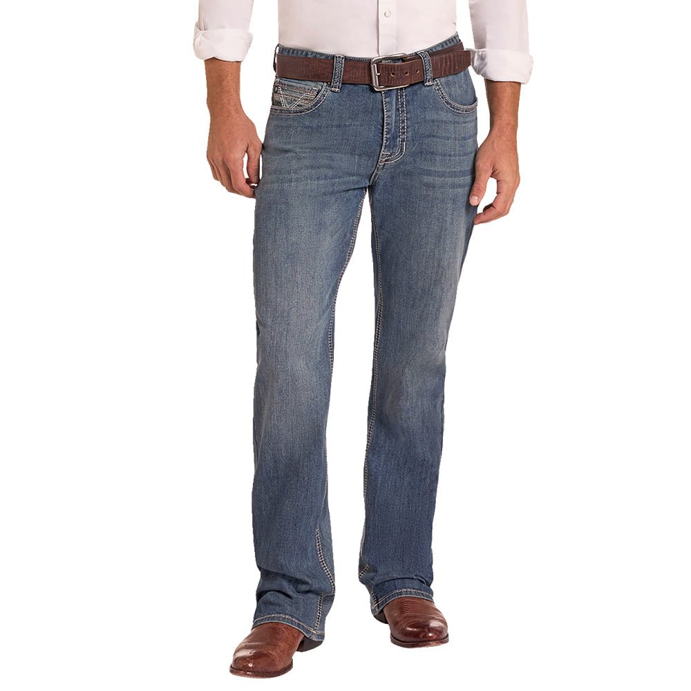 ROCK AND ROLL COWBOY 200 MENS PANTS AND JEANS Mens Two Tone Embroidery Double Barrel Stackable Boot