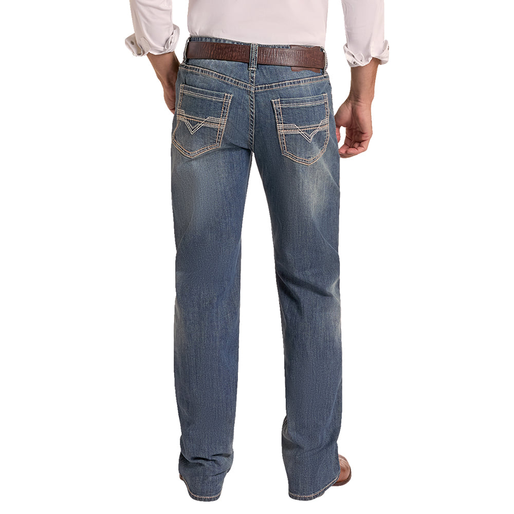 ROCK AND ROLL COWBOY 200 MENS PANTS AND JEANS Mens Two Tone Embroidery Double Barrel Stackable Boot
