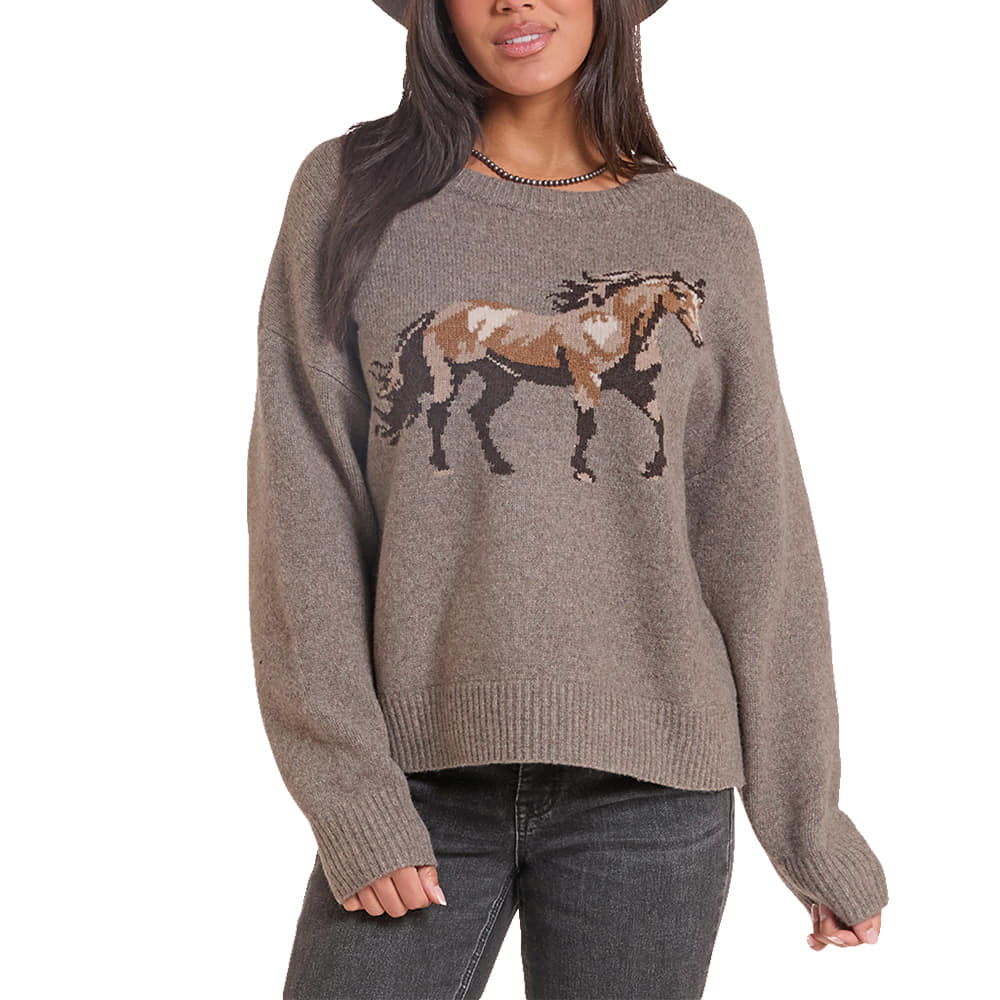 ROCK AND ROLL COWBOY 3000 SWEATERS Heathered Horse Sweater