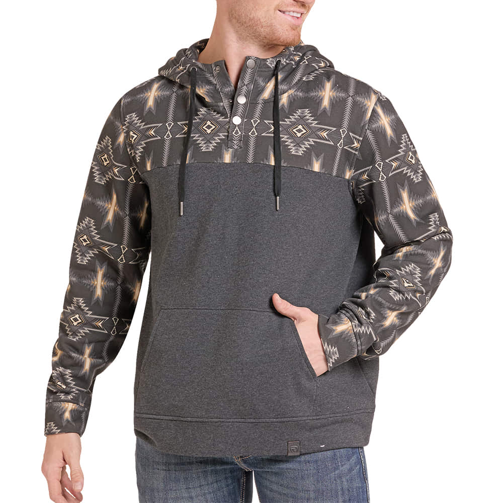 ROCK AND ROLL COWBOY 3000 SWEATERS Mens Aztec Print Hoodie