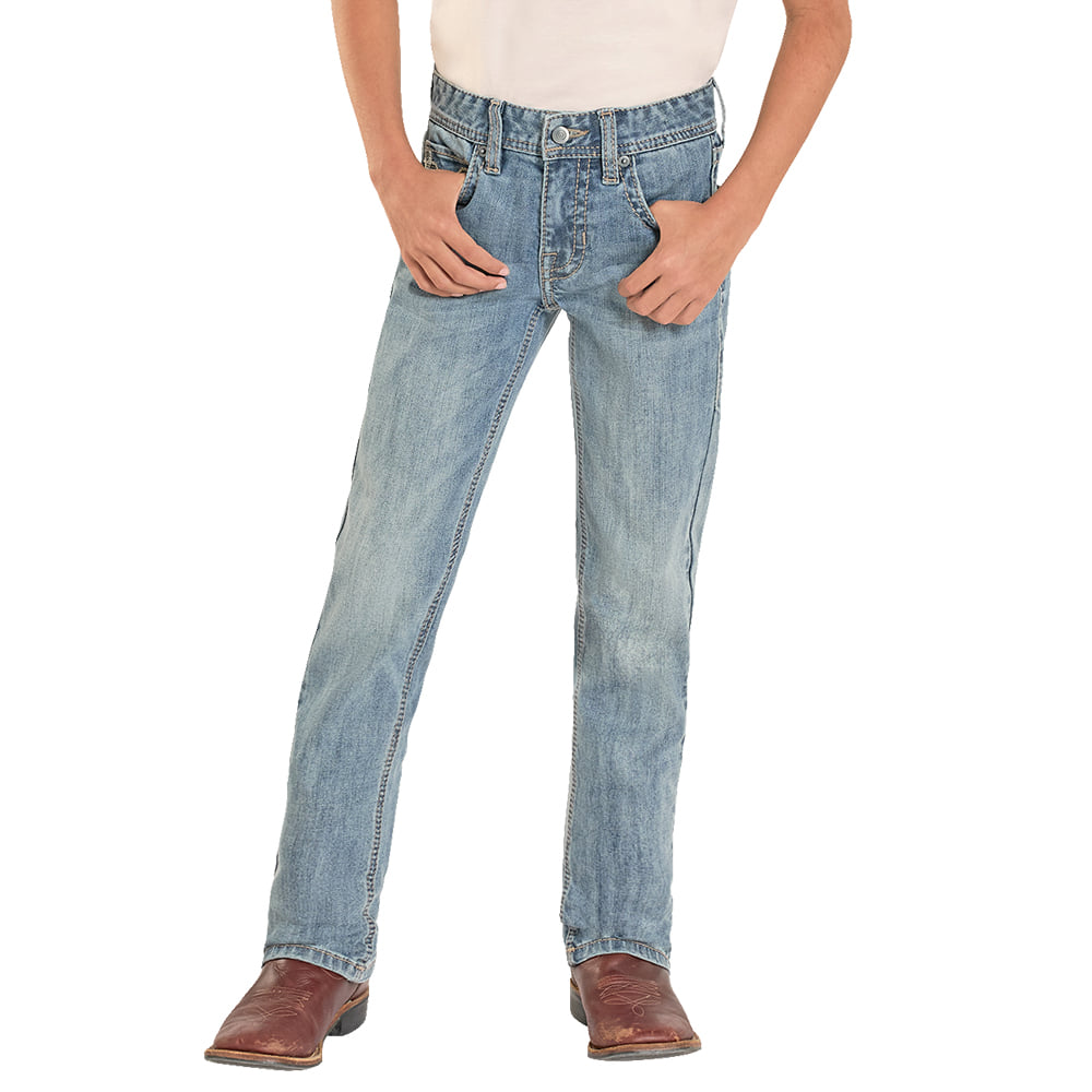 Rock and Roll Cowboy Apparel Rock and Roll Cowboy Boy's Ladder Stitch Embroidery Revolver Jeans In Light Vintage