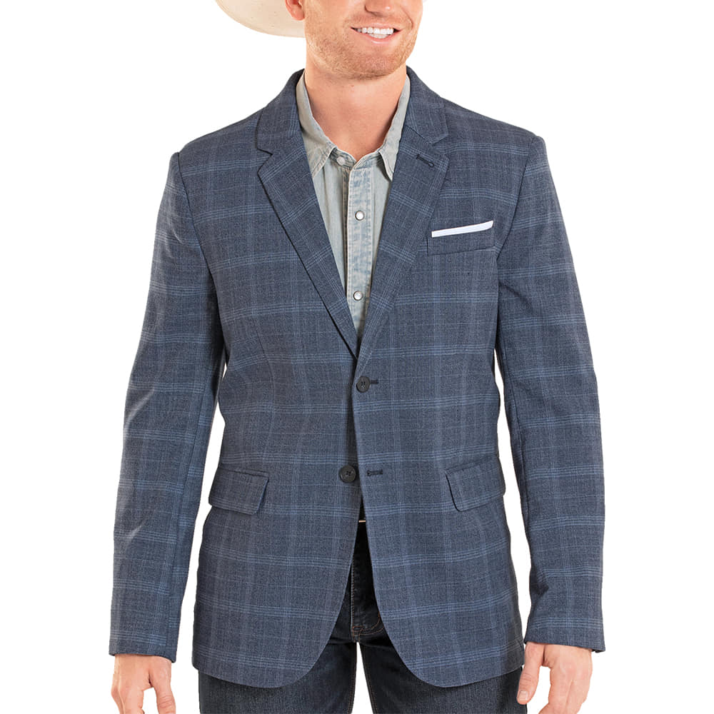 Rock and Roll Cowboy Apparel Rock and Roll Cowboy Men's Plaid Blazer in Blue