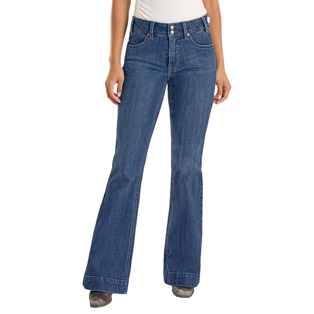 ROCK AND ROLL COWGIRL 200 WOMENS PANTS AND JEANS WOMENS HIGH RISE TROUSER IN DARK WASH