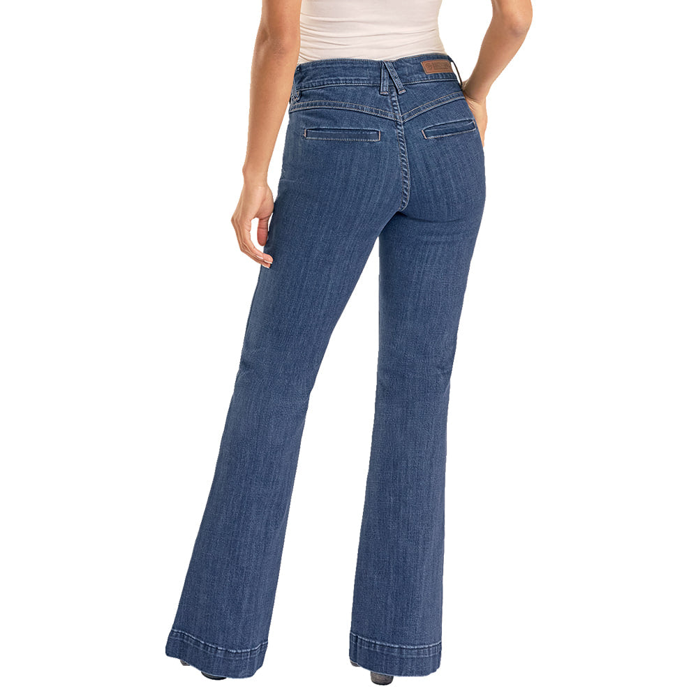 ROCK AND ROLL COWGIRL 200 WOMENS PANTS AND JEANS WOMENS HIGH RISE TROUSER IN DARK WASH