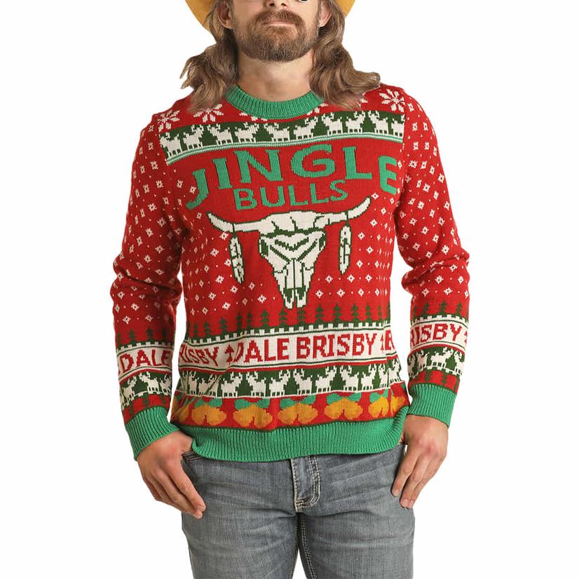 Rock & Roll Cowboy Apparel Rock And Roll Red Dale Brisby Ugly Christmas Men's Sweater