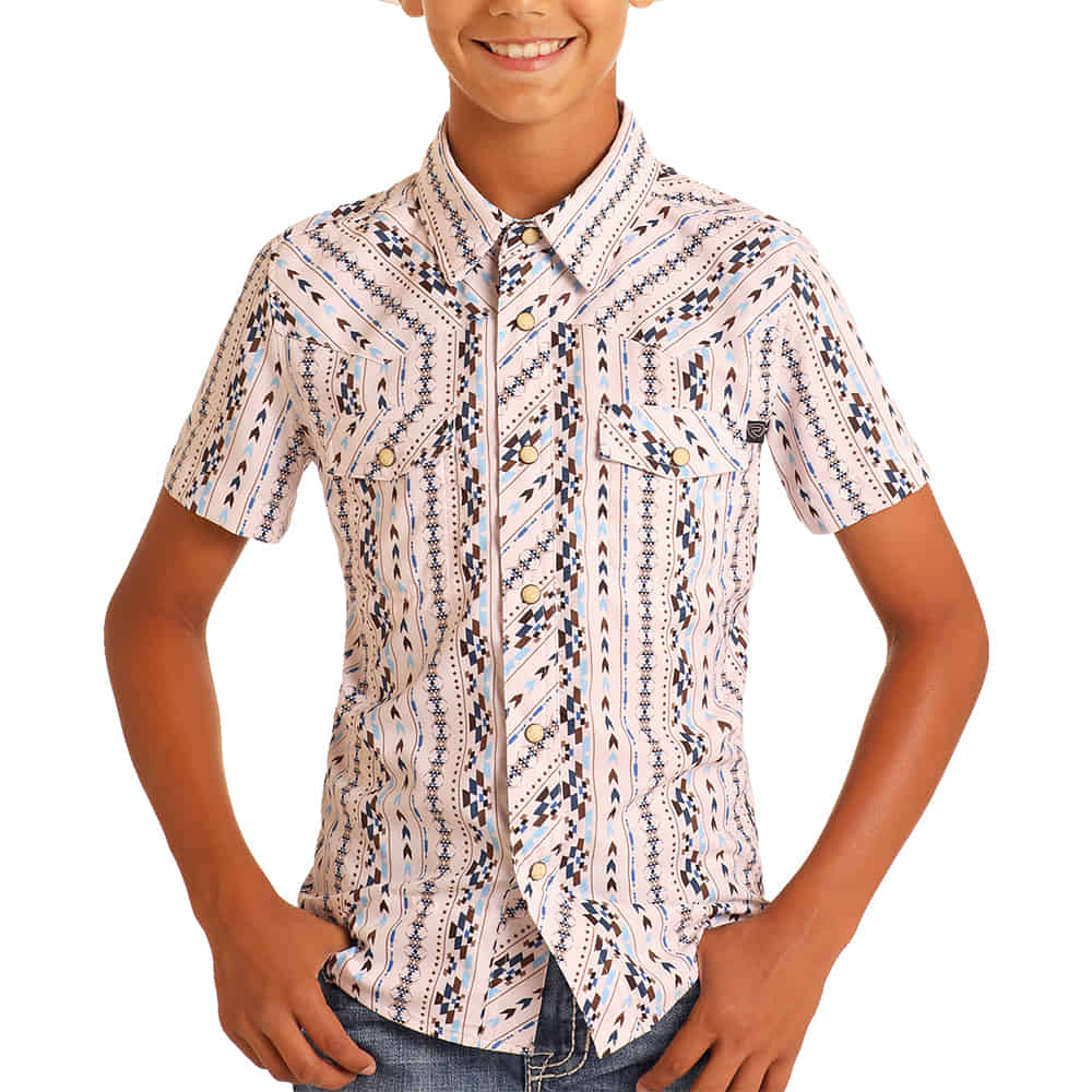 Rock & Roll Cowboy Apparel Rock & Roll Cowboy Boy's Natural Tek Short Sleeve Shirt