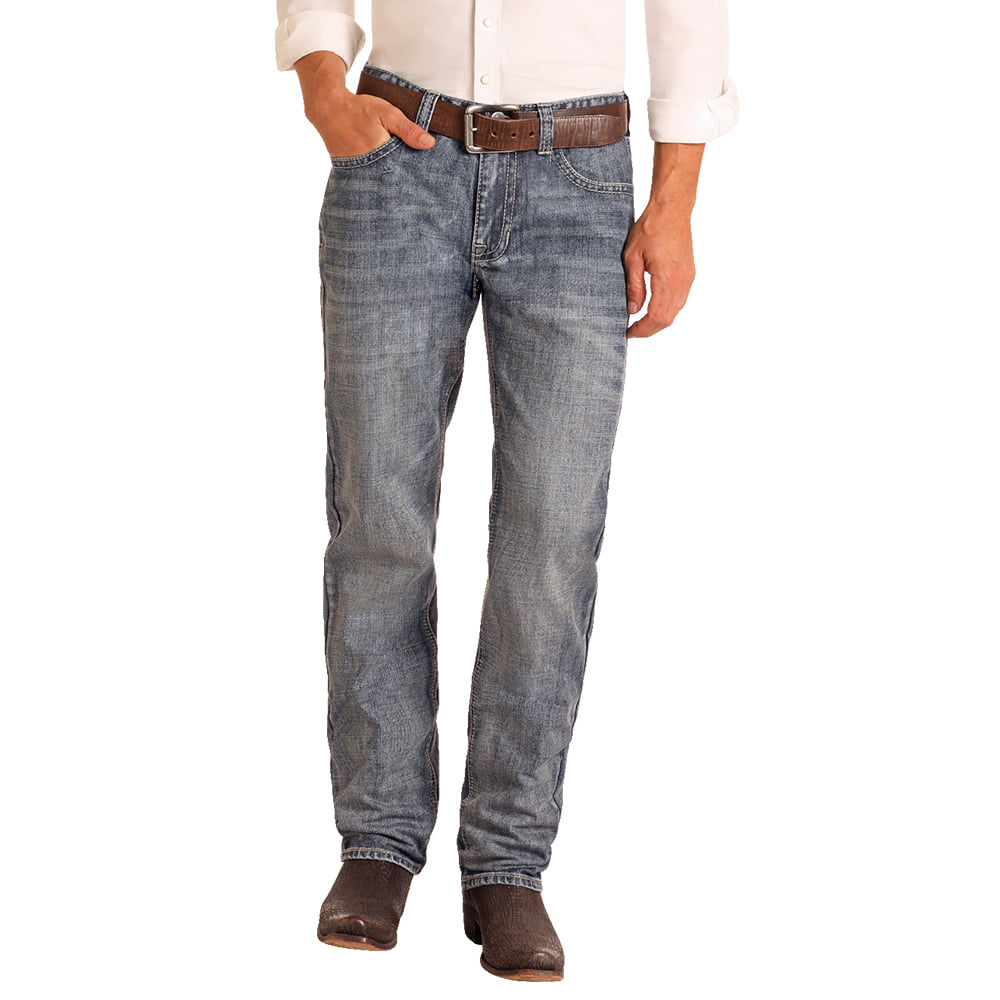 Rock & Roll Cowboy Apparel Rock & Roll Cowboy Men's Double Barrel Stackable Bootcut Jeans In Medium Wash
