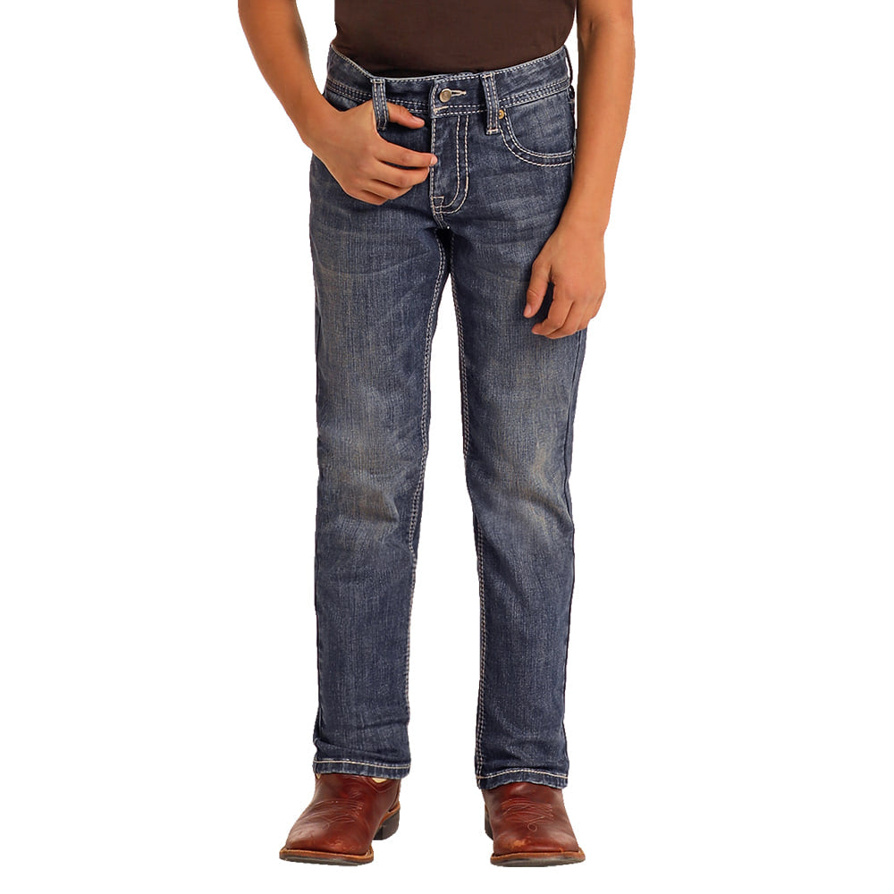 Rock & Roll Cowboy Apparel Rock & Roll Straight Revolver Boy's Jeans In Dark Vintage Wash