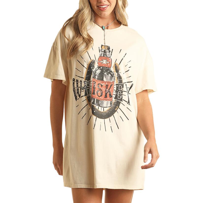 Rock & Roll Cowgirl Apparel Rock and Roll Cowgirl Eggshell Women's Graphic T-Shirt Dress