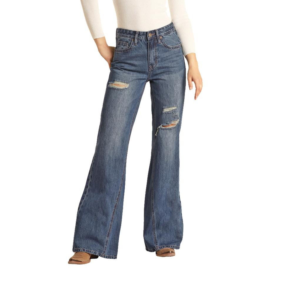 Rock & Roll Cowgirl Apparel Rock and Roll Distressed Palazo Flare Women's Jean