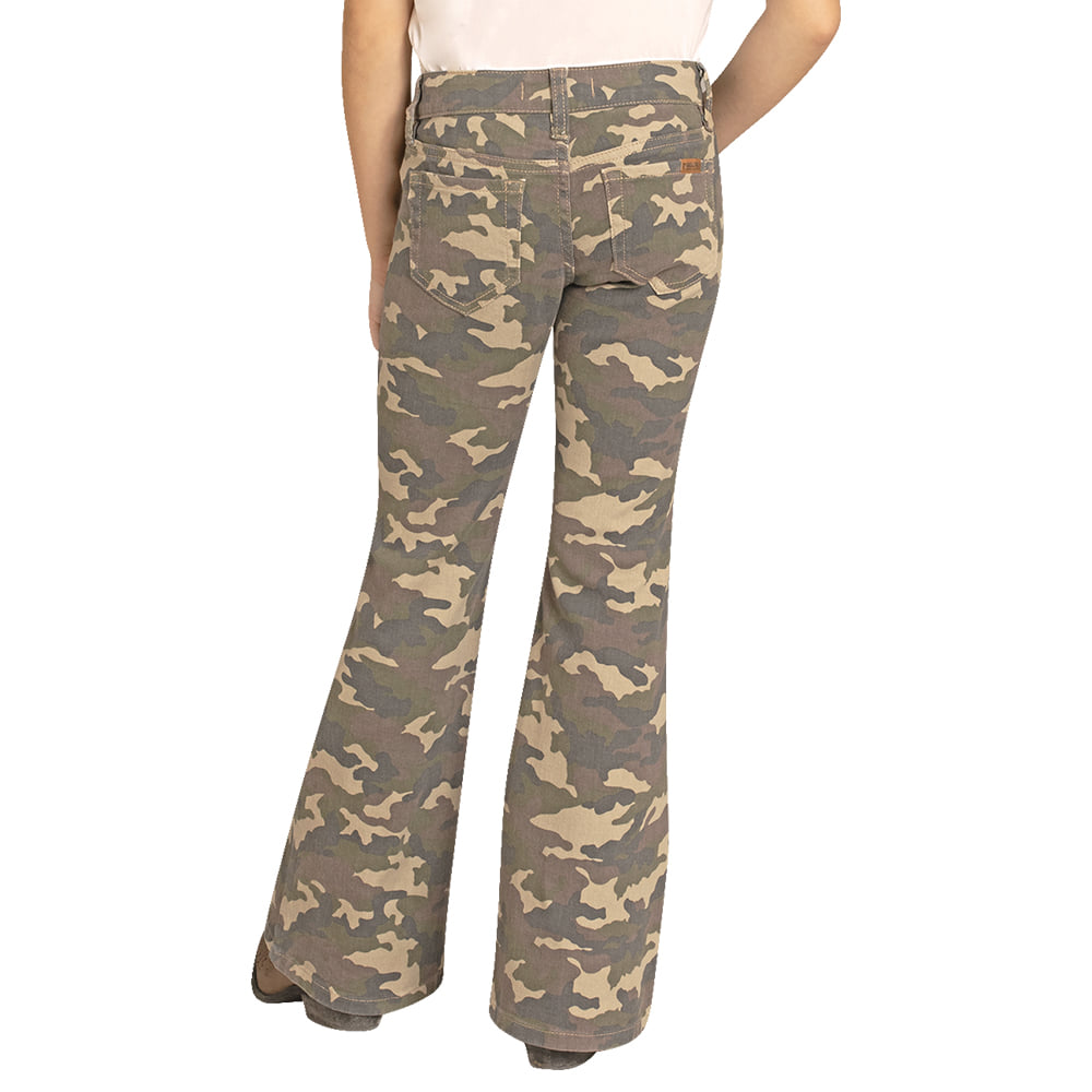Rock & Roll Cowgirl Apparel Rock & Roll Cowgirl Camo Button Flare Girl's Trousers
