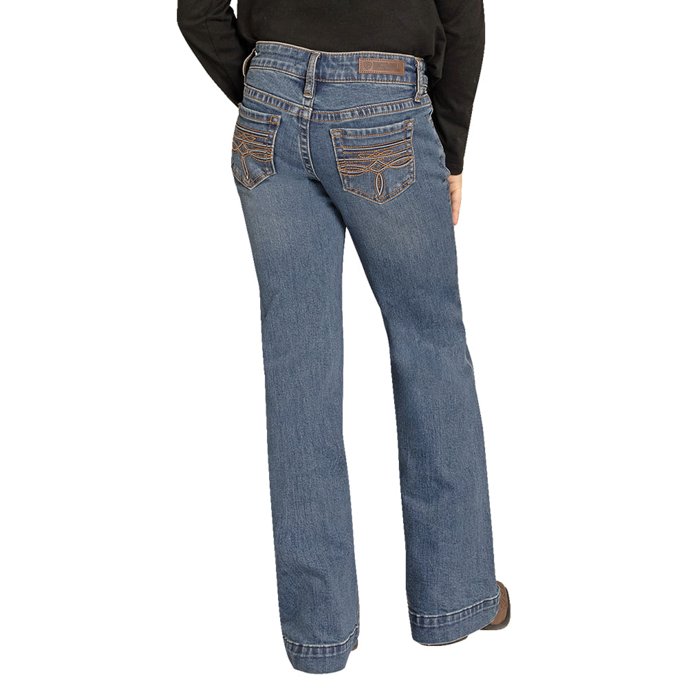 Rock & Roll Cowgirl Apparel Rock & Roll Cowgirl Raised Denim Boot Stitch Embroidered Girl's Trousers