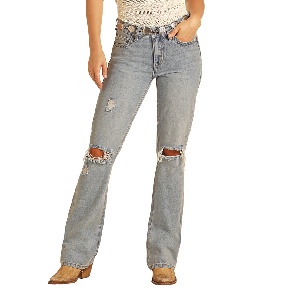Rock & Roll Cowgirl Apparel Rock & Roll Light Wash Mid Rise Bootcut Women's Jean