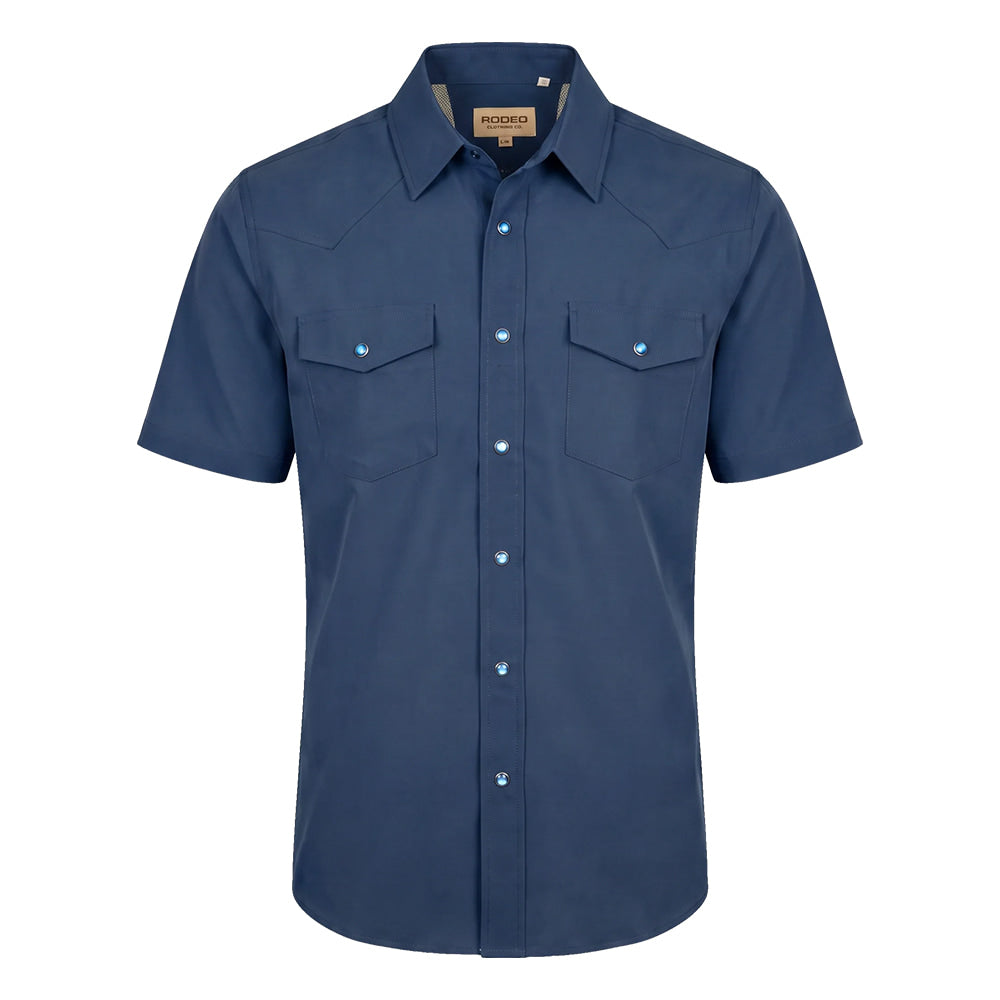 Rodeo Clothing Apparel Mens Sun Protection Short Sleeve Western Shirt Navy