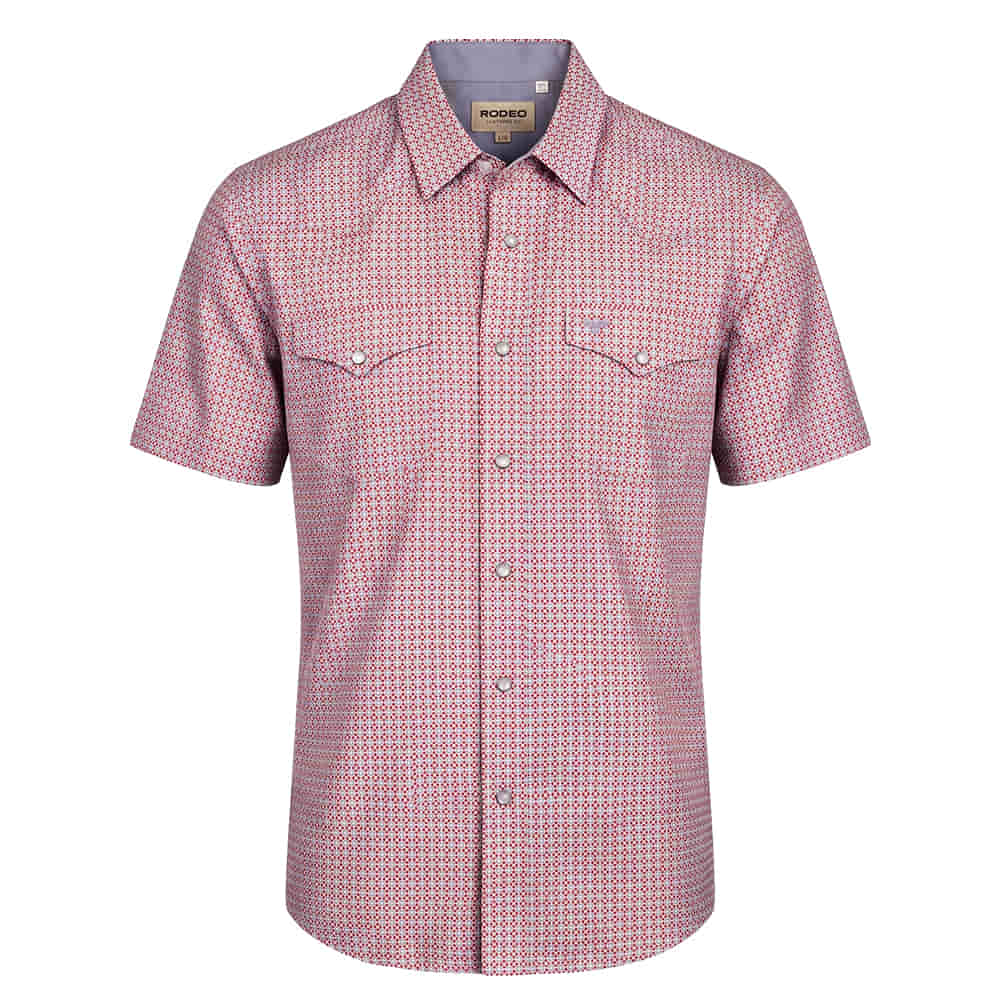 Rodeo Clothing Apparel Mens Western Short Sleeve Pearl Snap Aztec Print Shirt