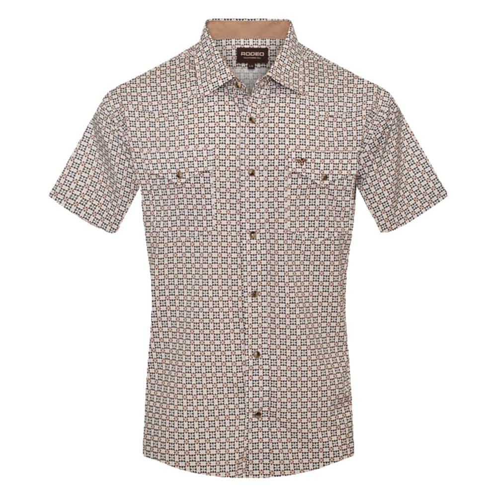 Rodeo Clothing Apparel Rodeo Clothing Men's Western Pearl Snap Short Sleeve Print Shirt