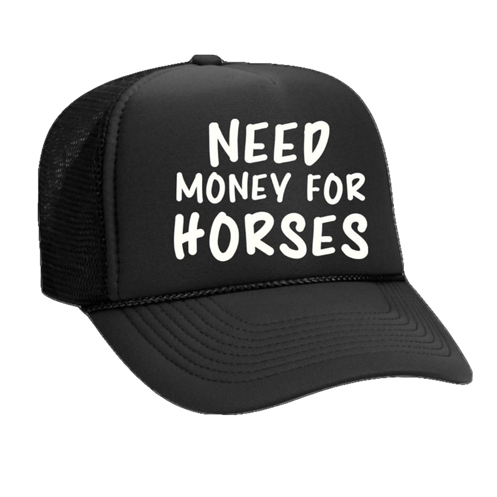 Rodeo Hippie Hats Rodeo Hippie Need Horse Money Trucker Cap in Black
