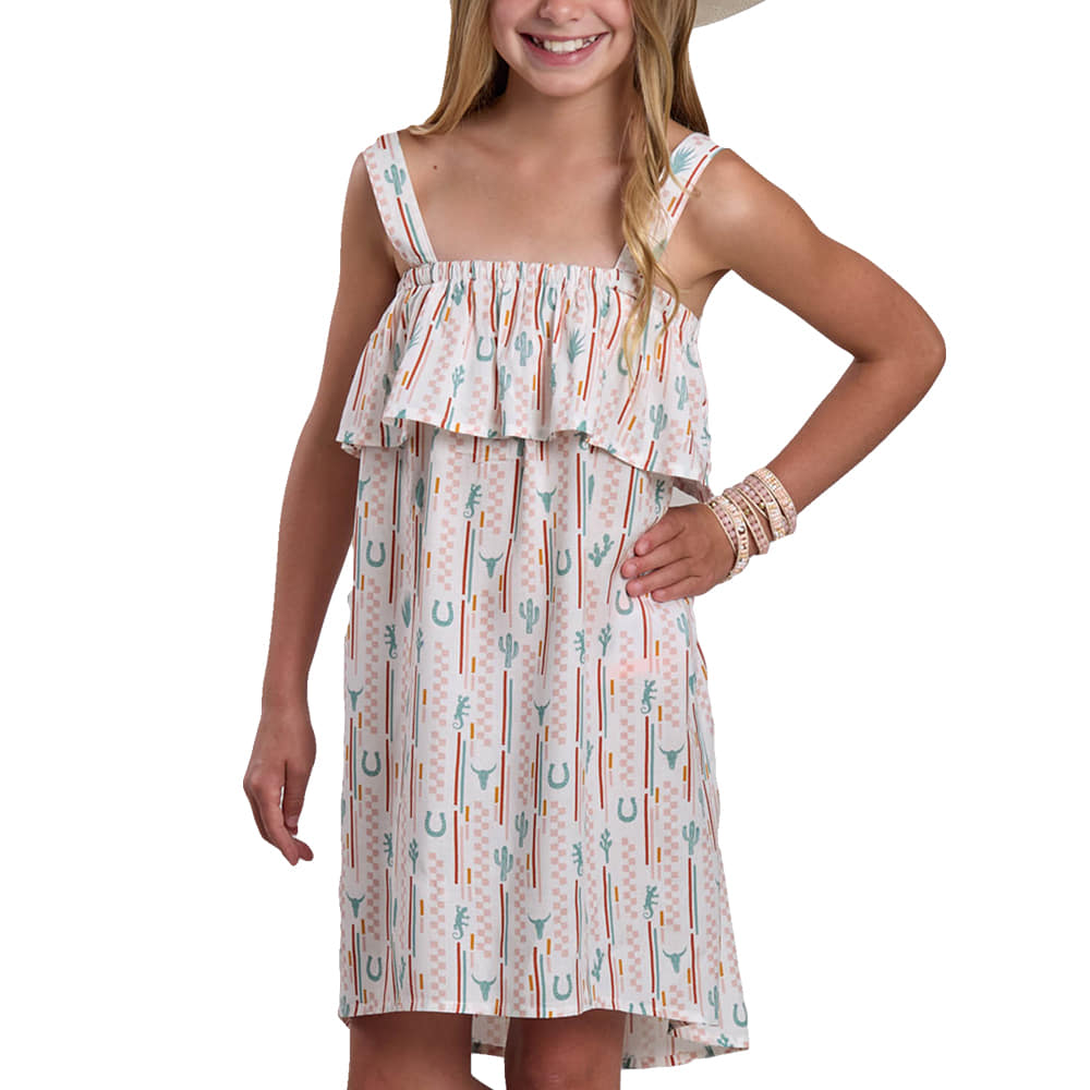 Roper Apparel GIRLS CHECKER PRINT SUNDRESS IN WHITE