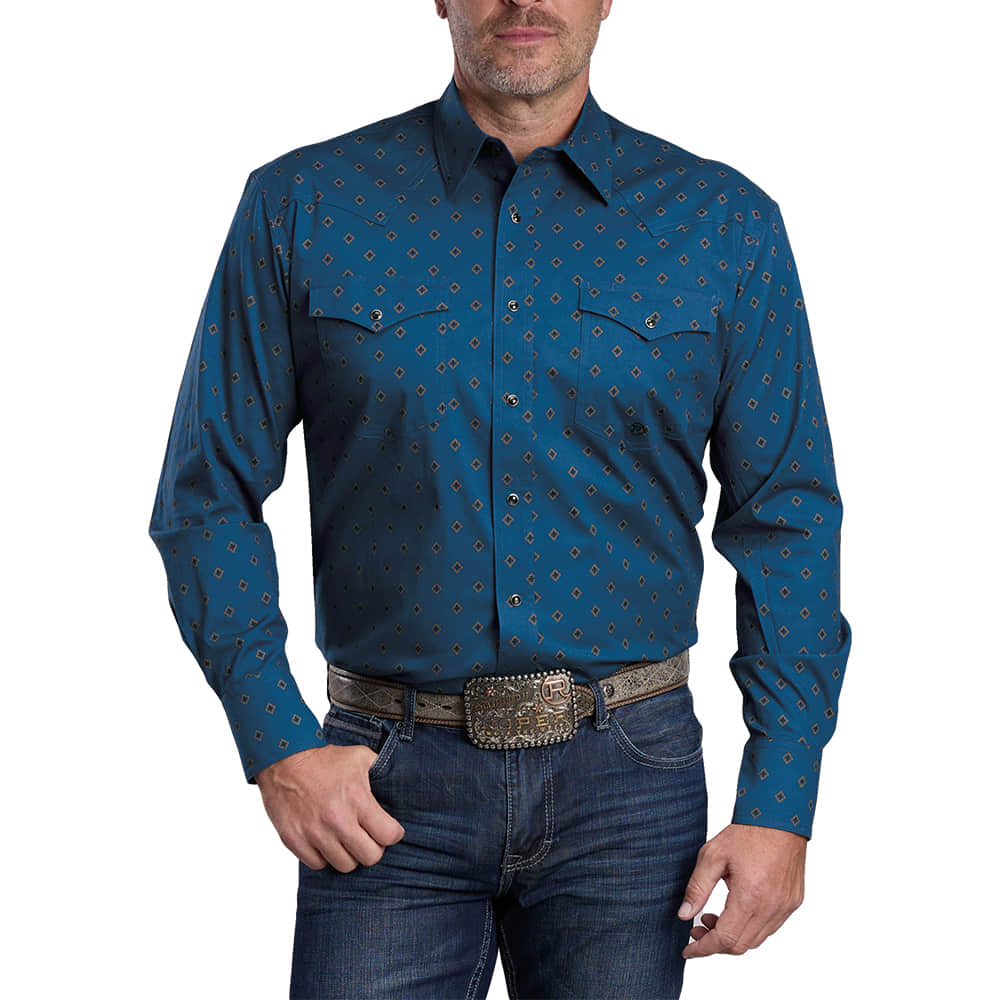 Roper Apparel Long Sleeve Stretch Poplin Snap Shirt